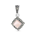 Sterling Silver 925 Pendant Embedded With Natural Pink Shell And Marcasite Stones