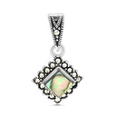 Sterling Silver 925 Pendant Embedded With Natural Blue Shell And Marcasite Stones