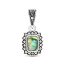 Sterling Silver 925 Pendant Embedded With Natural Blue Shell And Marcasite Stones