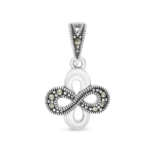 [PND04MAR00000A174] Sterling Silver 925 Pendant Embedded With Marcasite Stones