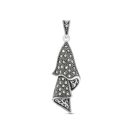 [PND04MAR00000A186] Sterling Silver 925 Pendant Embedded With Marcasite Stones