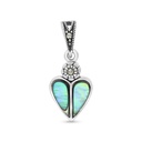 Sterling Silver 925 Pendant Embedded With Natural Blue Shell And Marcasite Stones