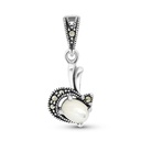 Sterling Silver 925 Pendant Embedded With Natural White Shell And Marcasite Stones