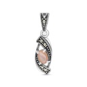 Sterling Silver 925 Pendant Embedded With Natural Pink Shell And Marcasite Stones