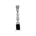 Sterling Silver 925 Pendant Embedded With Natural Black Agate And Marcasite Stones
