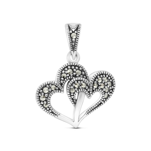 [PND04MAR00000A187] Sterling Silver 925 Pendant Embedded With Marcasite Stones