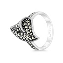 Sterling Silver 925 Ring Embedded With Marcasite Stones