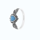 Sterling Silver 925 Ring Embedded With Natural Processed Turquoise And Marcasite Stones