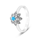 Sterling Silver 925 Ring Embedded With Natural Processed Turquoise And Marcasite Stones