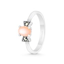 Sterling Silver 925 Ring Embedded With Natural Pink Shell And Marcasite Stones