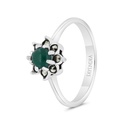 Sterling Silver 925 Ring Embedded With Natural Green Agate And Marcasite Stones