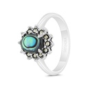 Sterling Silver 925 Ring Embedded With Natural Blue Shell And Marcasite Stones