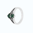 Sterling Silver 925 Ring Embedded With Natural Green Agate And Marcasite Stones