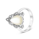 Sterling Silver 925 Ring Embedded With Natural White Shell And Marcasite Stones