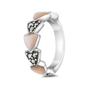 Sterling Silver 925 Ring Embedded With Natural Pink Shell And Marcasite Stones