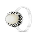 Sterling Silver 925 Ring Embedded With Natural White Shell And Marcasite Stones