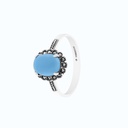 Sterling Silver 925 Ring Embedded With Natural Processed Turquoise And Marcasite Stones