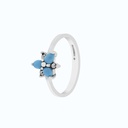 Sterling Silver 925 Ring Embedded With Natural Processed Turquoise And Marcasite Stones