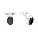 Sterling Silver 925 Cufflink Rhodium Plated Embedded With Black Spinel Stone