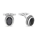 Sterling Silver 925 Cufflink Rhodium And Black Plated Embedded With Black Spinel Stone 