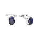 Sterling Silver 925 Cufflink Rhodium And Black Plated Embedded With Sapphire Corundum And White Zircon