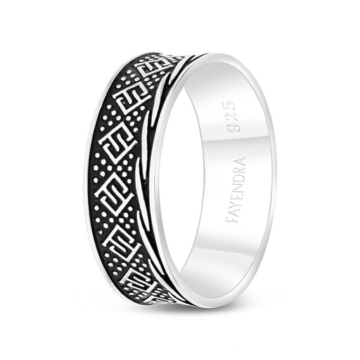 Sterling Silver 925 WEDDING RING Rhodium And Black Plated LOGO
