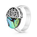 Sterling Silver 925 Ring Rhodium And Black Plated Embedded With Blue Shell For Men