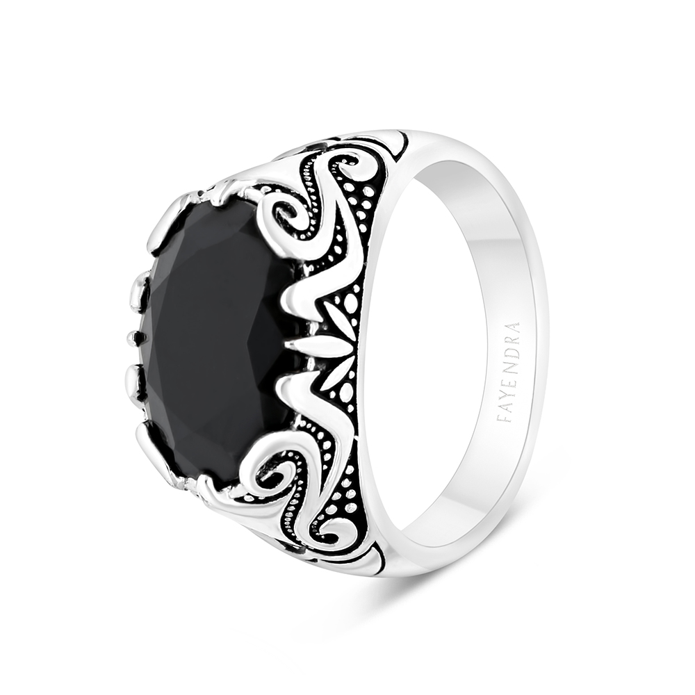 Gothic 925 Sterling Silver Oxidized Black CZ Men's ring – Karizma