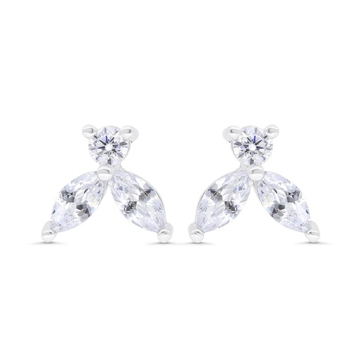 [EAR01WCZ00000C138] Sterling Silver 925 Earring Rhodium Plated Embedded With White Zircon