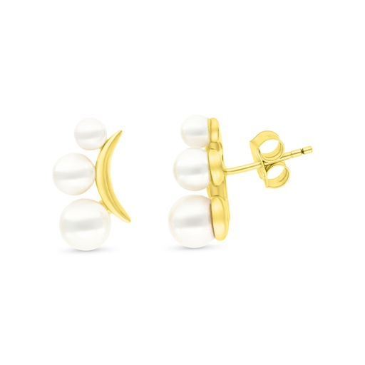[EAR02PRL00000C144] Sterling Silver 925 Earring Gold Plated Embedded With White Shell Pearl