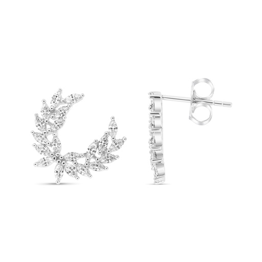 [EAR01WCZ00000C156] Sterling Silver 925 Earring Rhodium Plated Embedded With White CZ