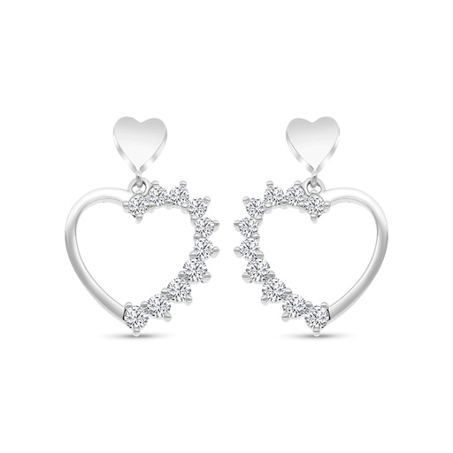 [EAR01WCZ00000C011] Sterling Silver 925 Earring Rhodium Plated Embedded With White CZ