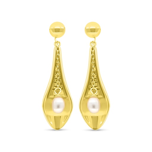 [EAR02PRL00000C012] Sterling Silver 925 Earring Gold Plated Embedded With White Shell Pearl