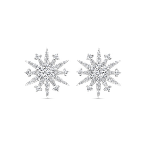 [EAR01WCZ00000C015] Sterling Silver 925 Earring Rhodium Plated Embedded With White CZ