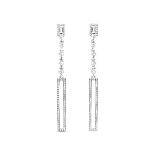 [EAR01WCZ00000C032] Sterling Silver 925 Earring Rhodium Plated Embedded With White CZ