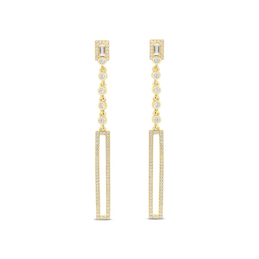 [EAR02WCZ00000C032] Sterling Silver 925 Earring Gold Plated Embedded With White CZ