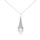 Sterling Silver 925 Necklace Rhodium Plated Embedded With White Shell Pearl