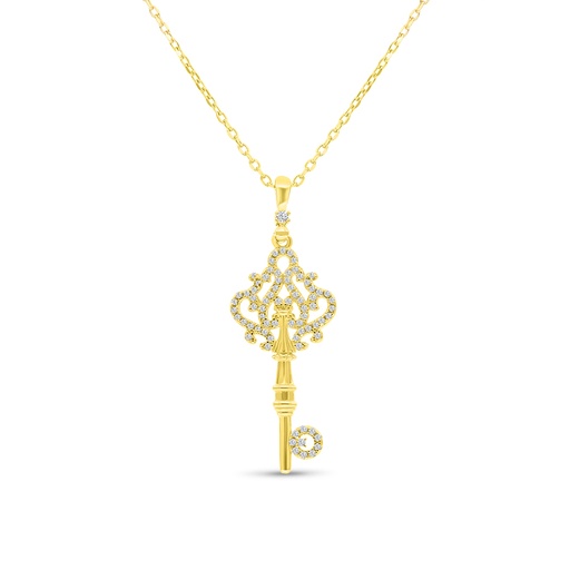 [NCL02WCZ00000B109] Sterling Silver 925 Necklace Gold Plated Embedded With White CZ