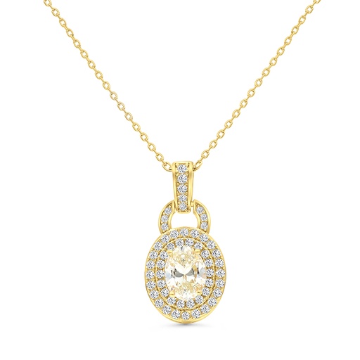 [NCL02CIT00WCZB116] Sterling Silver 925 Necklace Gold Plated Embedded With Yellow Zircon And White CZ