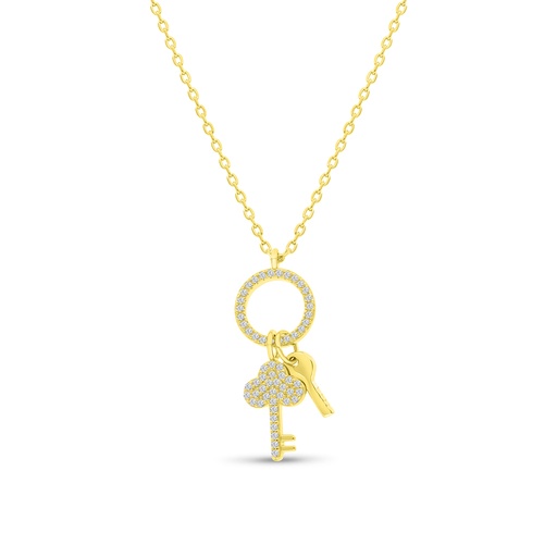[NCL02WCZ00000B121] Sterling Silver 925 Necklace Gold Plated Embedded With White CZ
