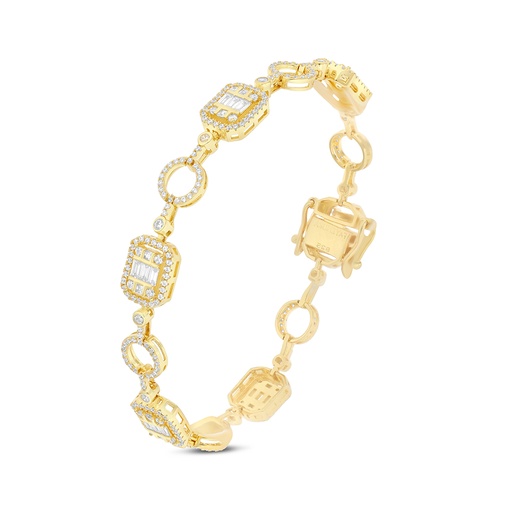 [BRC02WCZ00000A994] Sterling Silver 925 Bracelet Gold Plated Embedded With White CZ