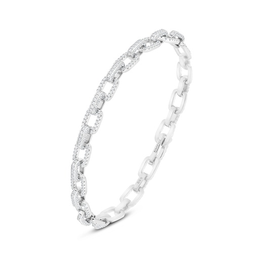 [BRC01WCZ00000A999] Sterling Silver 925 Bracelet Rhodium Plated Embedded With White CZ