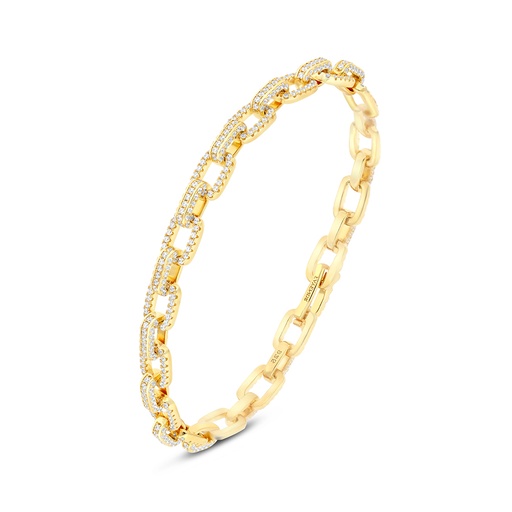 [BRC02WCZ00000A999] Sterling Silver 925 Bracelet Gold Plated Embedded With White CZ