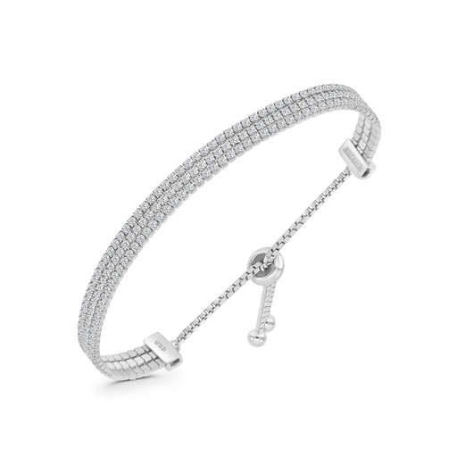 [BRC01WCZ00000B003] Sterling Silver 925 Bracelet Rhodium Plated Embedded With White CZ
