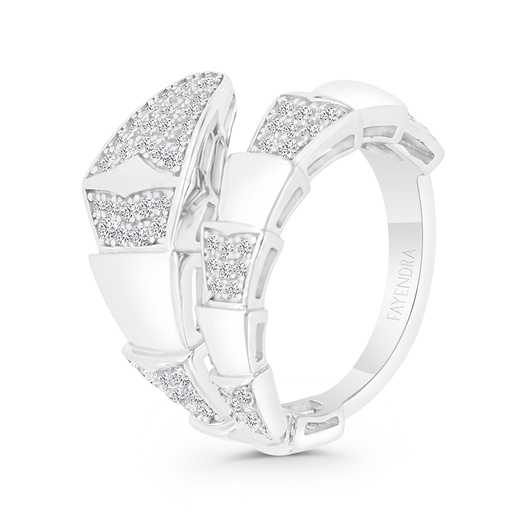 Sterling Silver 925 Ring Rhodium Plated Embedded With White CZ