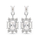 Sterling Silver 925 Earring Rhodium Plated Embedded With Yellow Zircon And White CZ