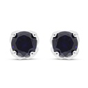 Sterling Silver 925 Earring Rhodium Plated Embedded With Sapphire Corundum