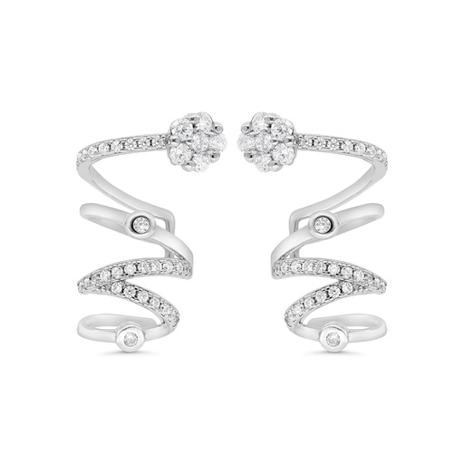 [EAR01WCZ00000C036] Sterling Silver 925 Earring Rhodium Plated Embedded With White CZ