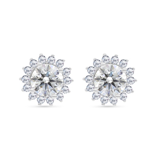 [EAR01WCZ00000C037] Sterling Silver 925 Earring Rhodium Plated Embedded With White CZ