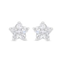 Sterling Silver 925 Earring Rhodium Plated Embedded With White CZ